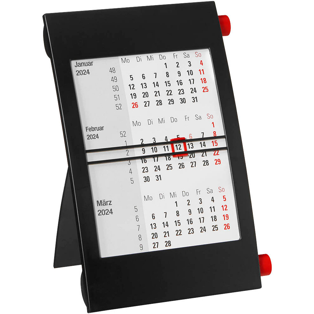 Tischkalender Drehkalender 2024/2025 schwarz/rot Printus